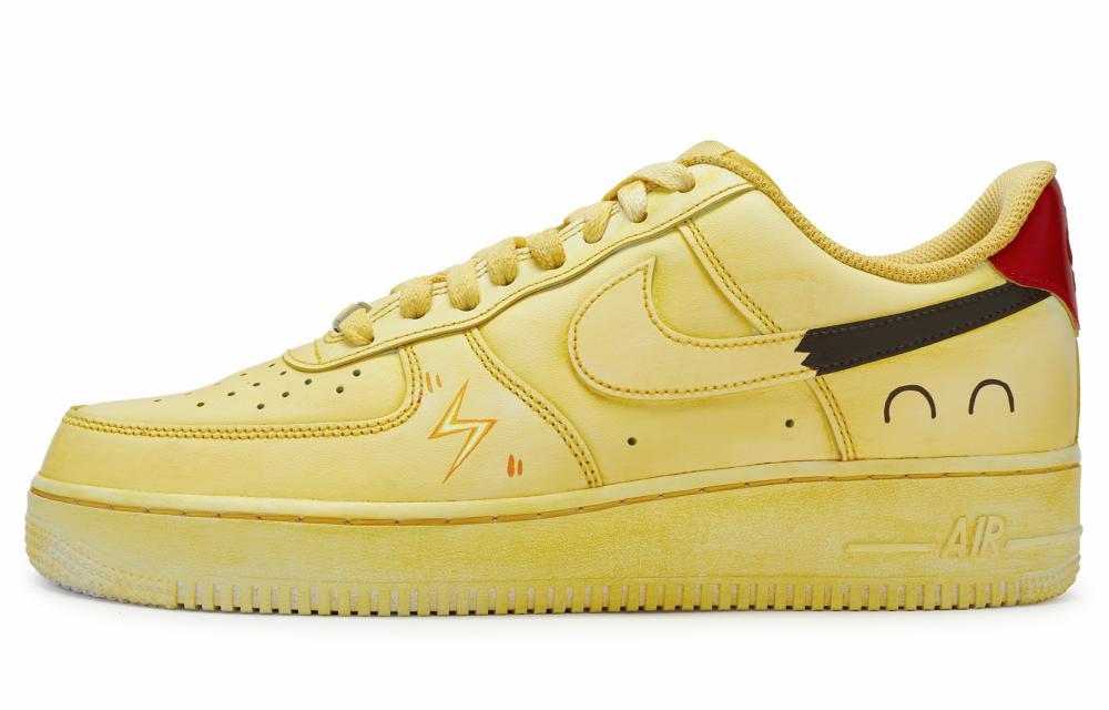 Nike Air Force 1 07 Low Top Skateboard Shoes Men's Yellow Red