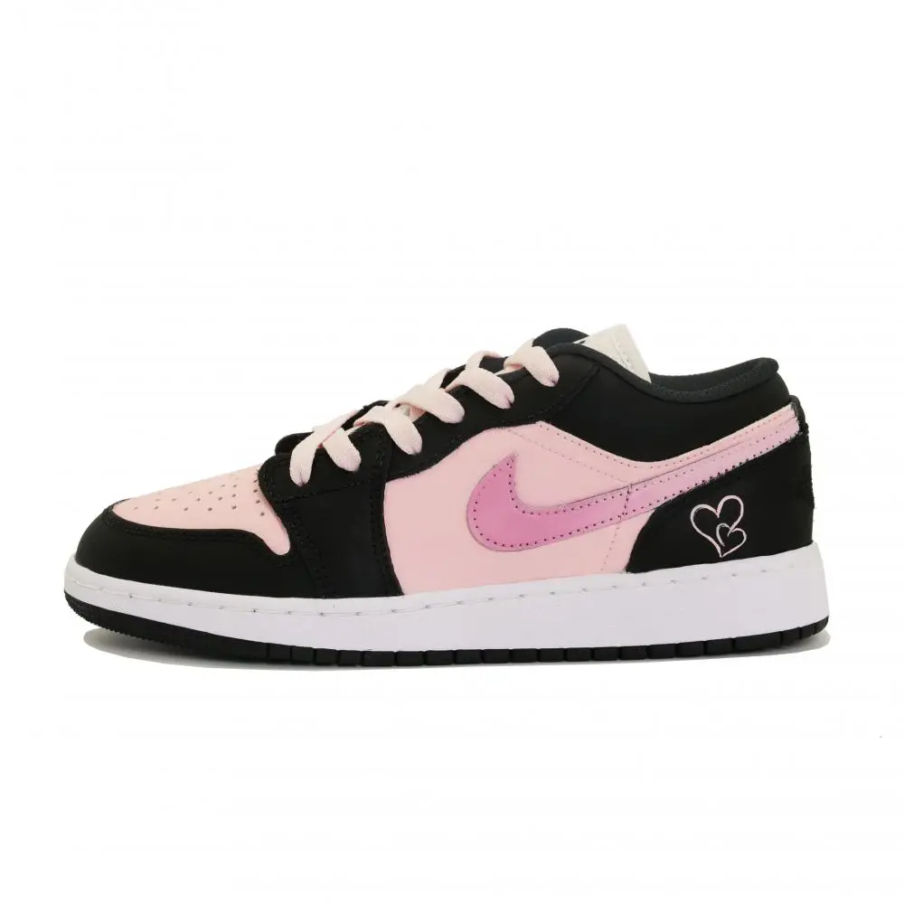 Jordan Air Jordan 1 Sweetheart Rose Abrasion Resistant Low top Vintage Basketball Shoes Unisex Black Pink