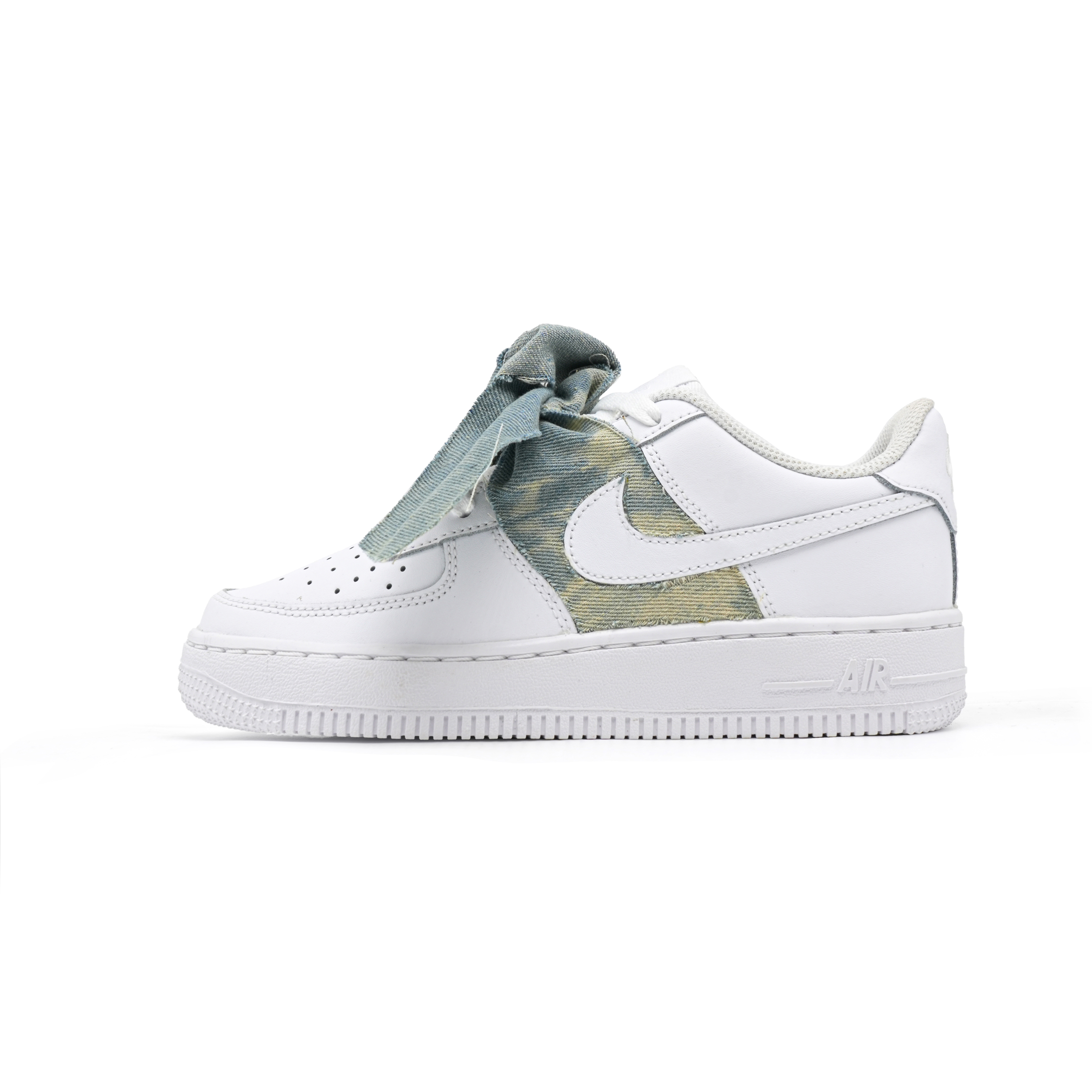 Nike Air Force 1 Slip Resistant Abrasion Resistant Low top Skateboard Shoes Unisex White Cyan