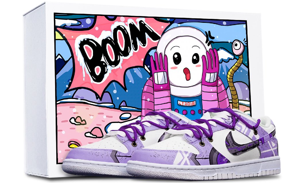 Nike Dunk Low Top Skateboard Shoes GS Purple White