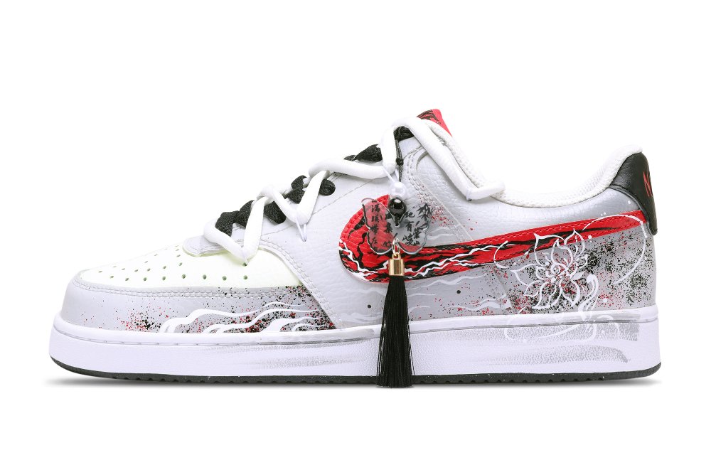 Nike Court Vision 1 Unstained Heart Abrasion Resistant Low Top Skateboard Shoes Men's Red White Gray