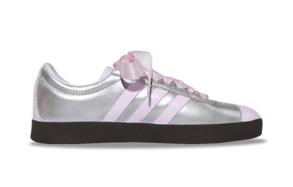 Adidas Neo VL Court 2.0 Slip Resistant, Impact Resistant, Quick Dry Low Top Skateboard Shoes Unisex Silver Pink
