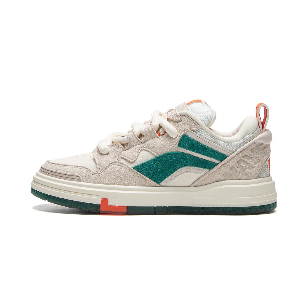 LiNing Abrasion Resistant Slip Resistant Low Top Skateboard Shoes Women's Gray Beige Green