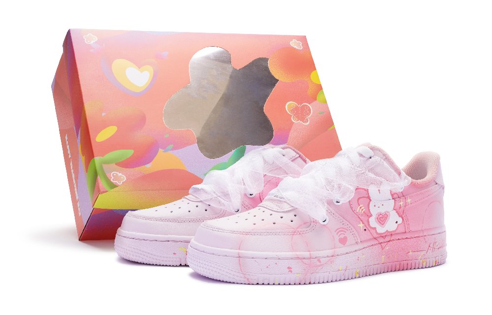Nike Air Force 1 Low Top Skateboard Shoes Women's Pink White