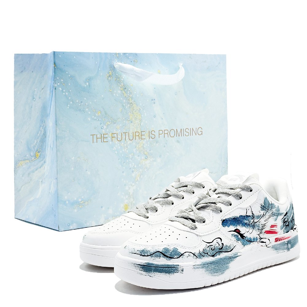 Anta Relaxed Abrasion Resistant Lightweight Slip Resistant Low top Skateboard Shoes Women's Cyan White