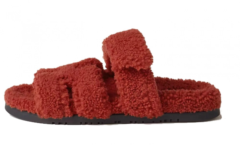 HERMES Chypre Slide Slippers Women's Red