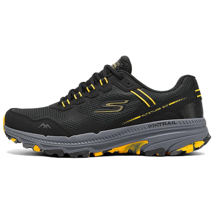 Skechers MEN'S GO Anti Slip Wear Resistant Low Top Trail Running Racing Running Shoes Men's Black Yellow