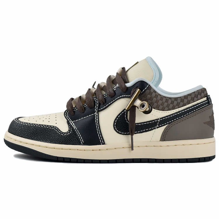 Jordan Air Jordan 1 Urban Anti Slip Wear Resistant Low Top Vintage Basketball Shoes Men's Black Coffee Beige