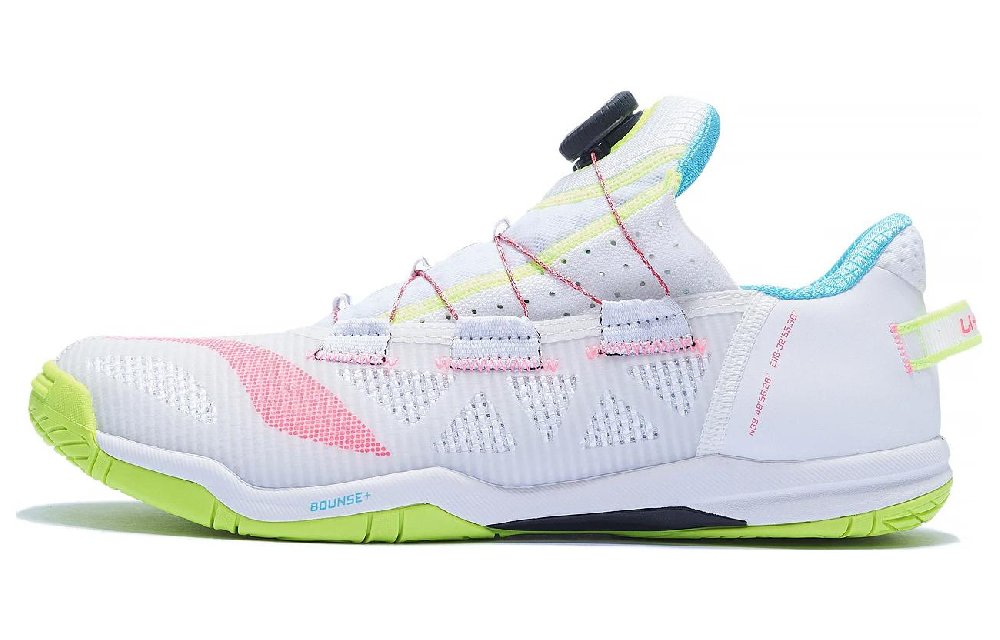 LiNing Cushioning, Slip Resistant, And Abrasion Resistant Functionality Low top Unisex White Green Pink