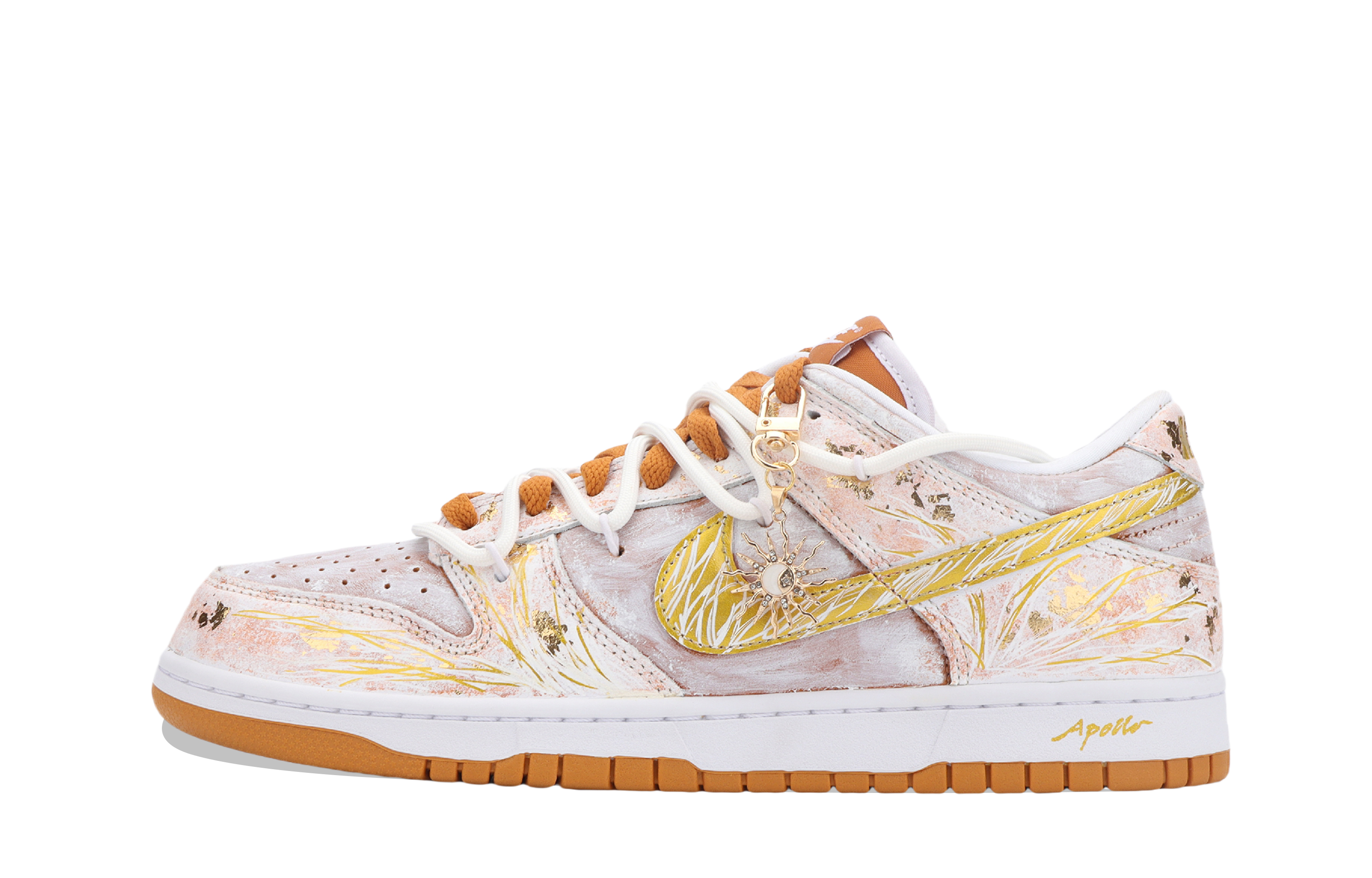 Nike Dunk Apollo, The Sun God Abrasion Resistant Low Top Skateboard Shoes Unisex White Orange Gold купить в интернет-магазине Yoocart с быстрой доставкой по России.