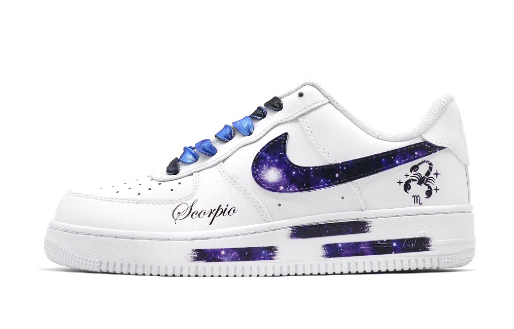 Nike Air Force 1 Constellation Collection Scorpio Graffiti Low-Top Skateboard Shoes Men's Blue White