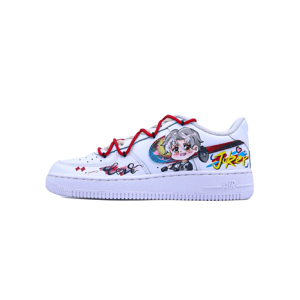 Nike Air Force 1 Singularity, Anime Abrasion Resistant Low Top Skateboard Shoes Unisex White Black Red