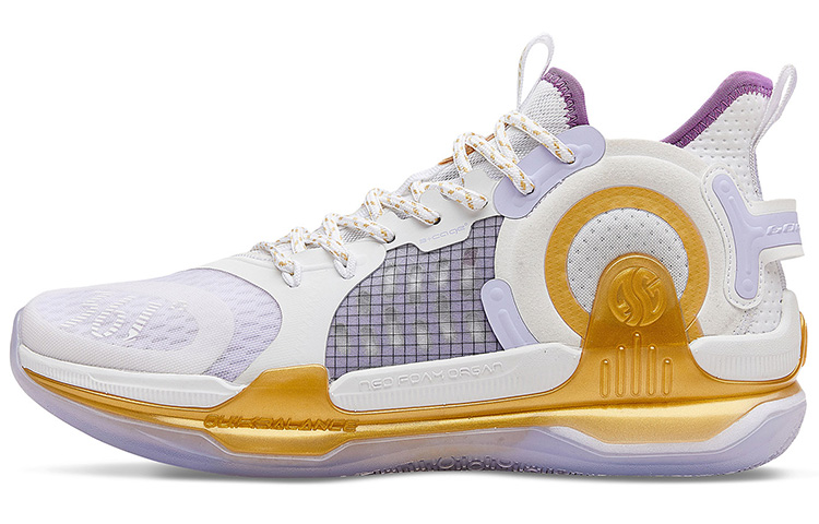 361° AG 1 Basketball Shoes Men's Mid Top White/Gold/Purple