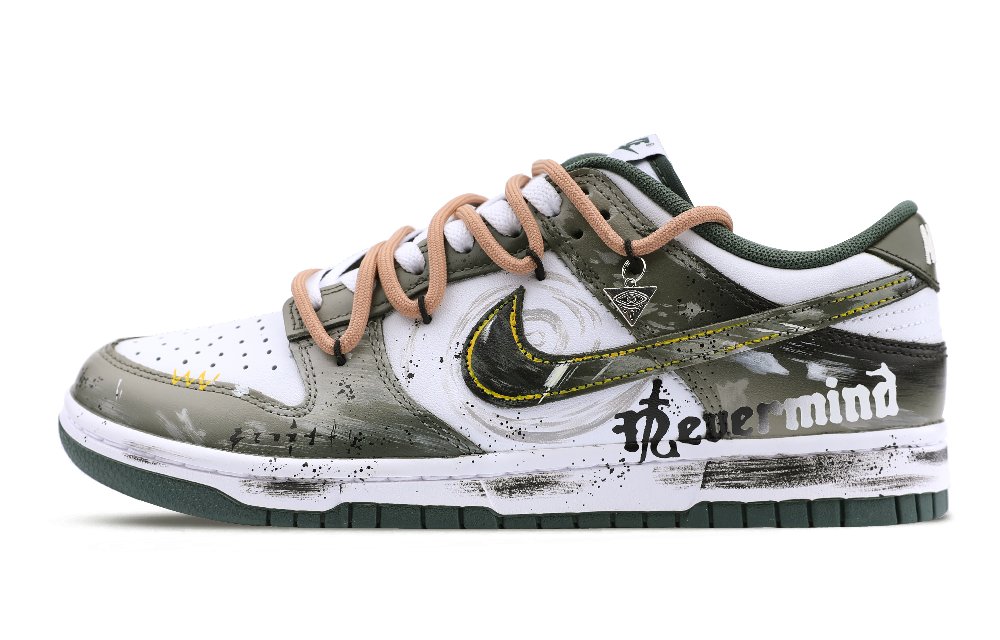 Nike Dunk Low Top Skateboard Shoes Unisex White Gray Green