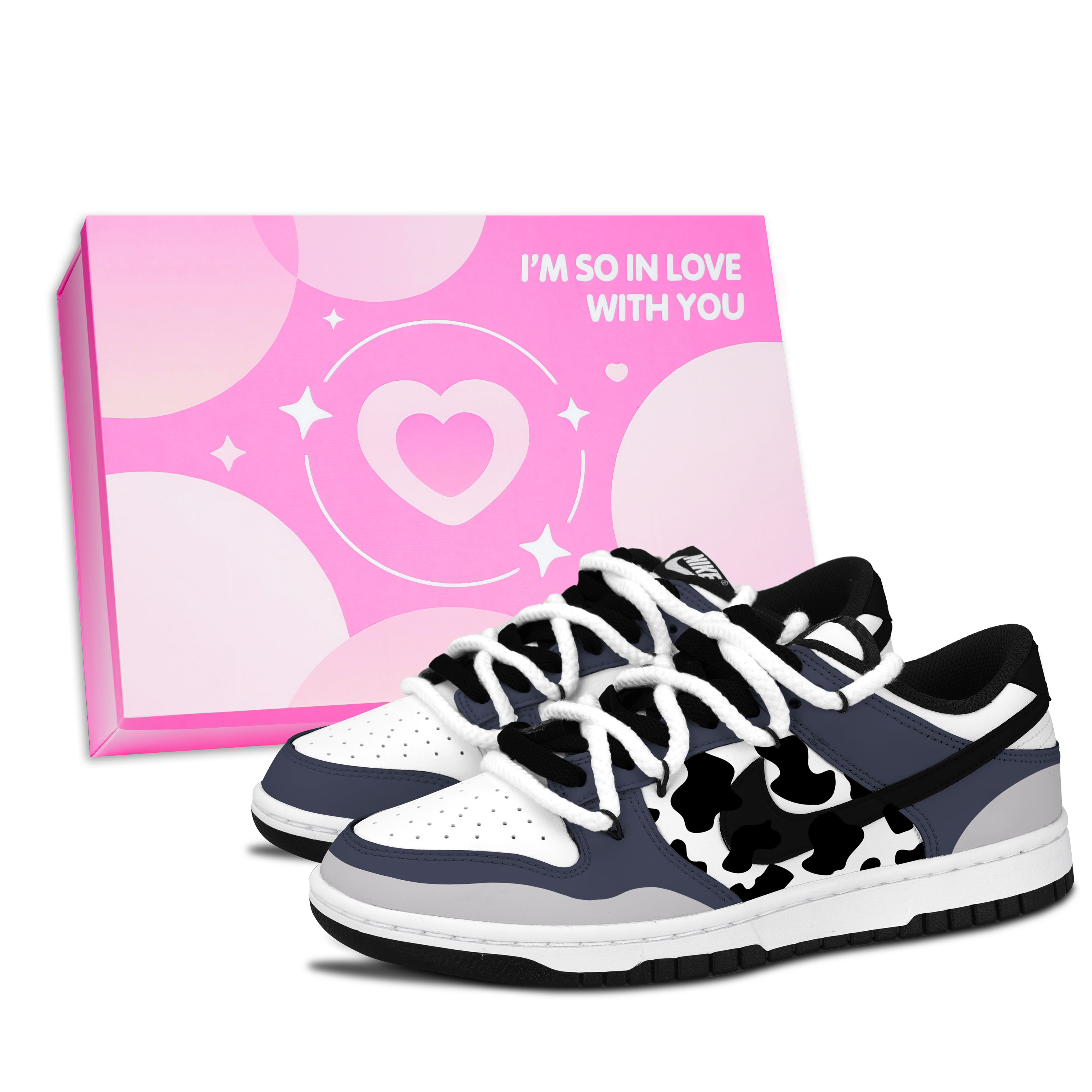 Nike Dunk Black White, Gray Blue Spot Fun Abrasion Resistant Low top Skateboard Shoes Unisex Blue Gray