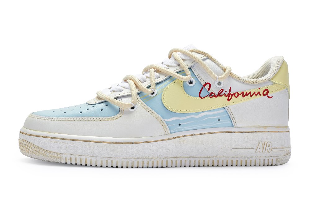 Nike Air Force 1 Low-Top Skateboard Shoes GS White Blue