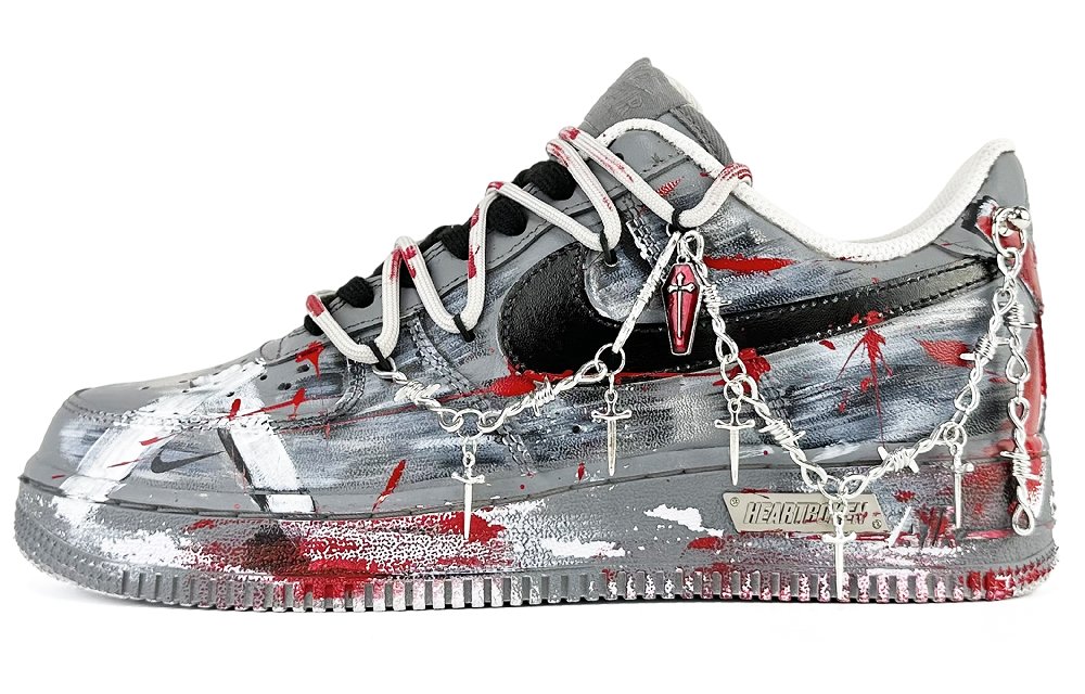 Nike Air Force 1 Slip-Resistant Cushioning Coverage Low-Top Skateboard Shoes Unisex Gray Black Red