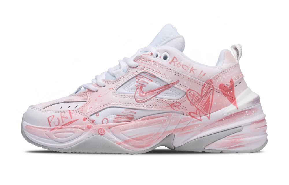 Nike M2K Tekno Heart, Versatile Quirky Abrasion Resistant Low Top Chunky Sneakers Women's White Pink