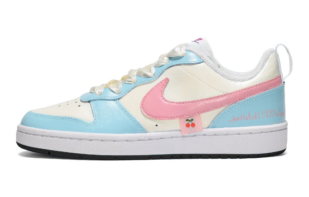 Nike Court Borough CUS ID Pink Blue Cherry Low-Top Skateboard Shoes Women's Pink Blue