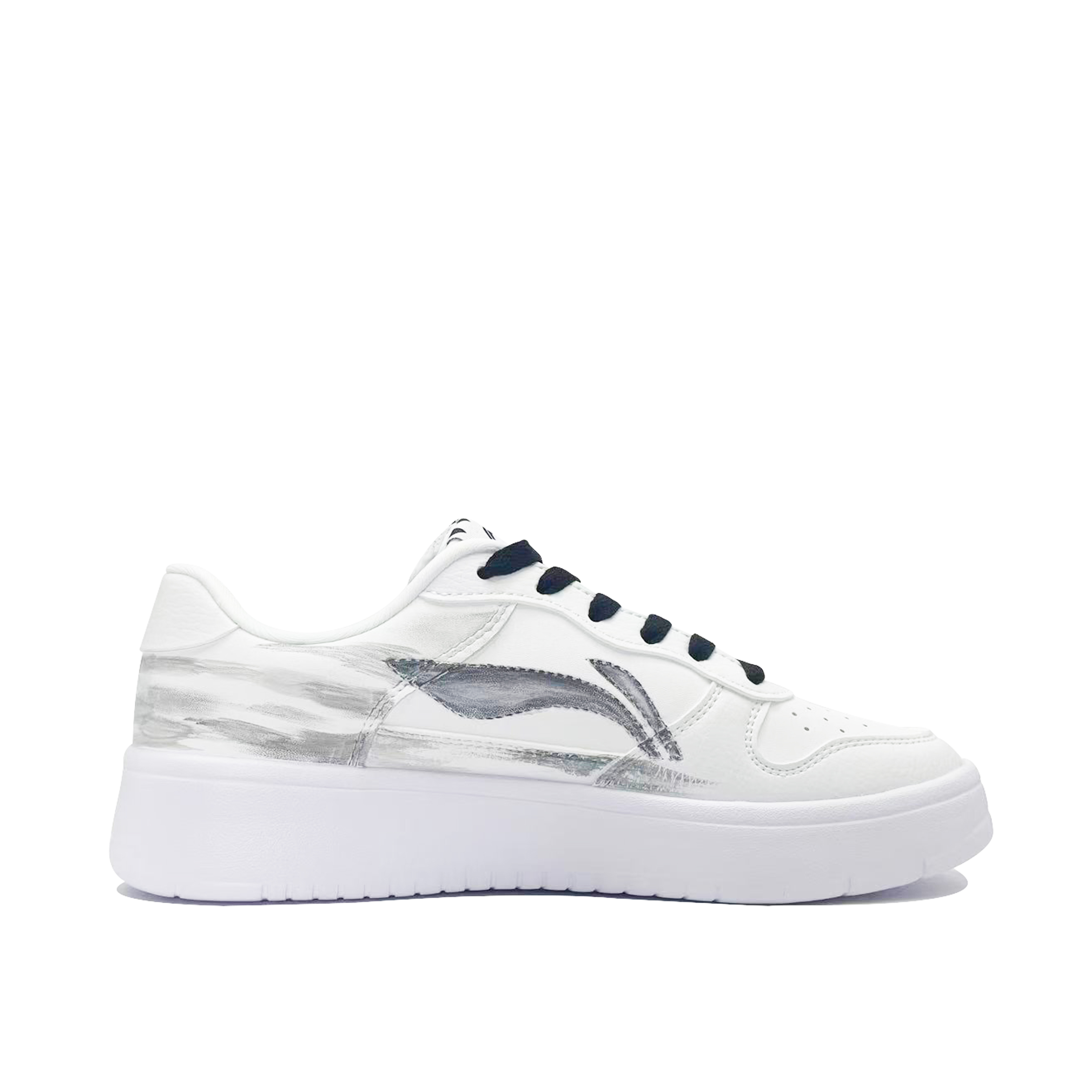 LiNing Pontoon Boats Abrasion Resistant Breathable Height Increasing Low top Skateboard Shoes Men's Black White