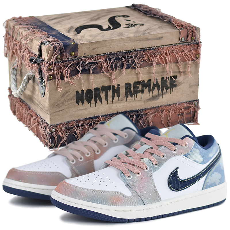 JORDAN Air Jordan 1 Vintage Basketball Shoes Men's Low top Blue/Pink