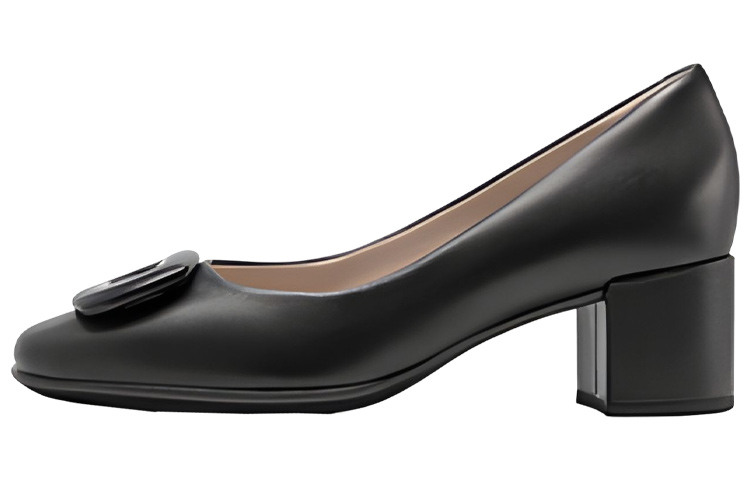 Ecco Chunky Heel Mary Jane Shoes Women's Black