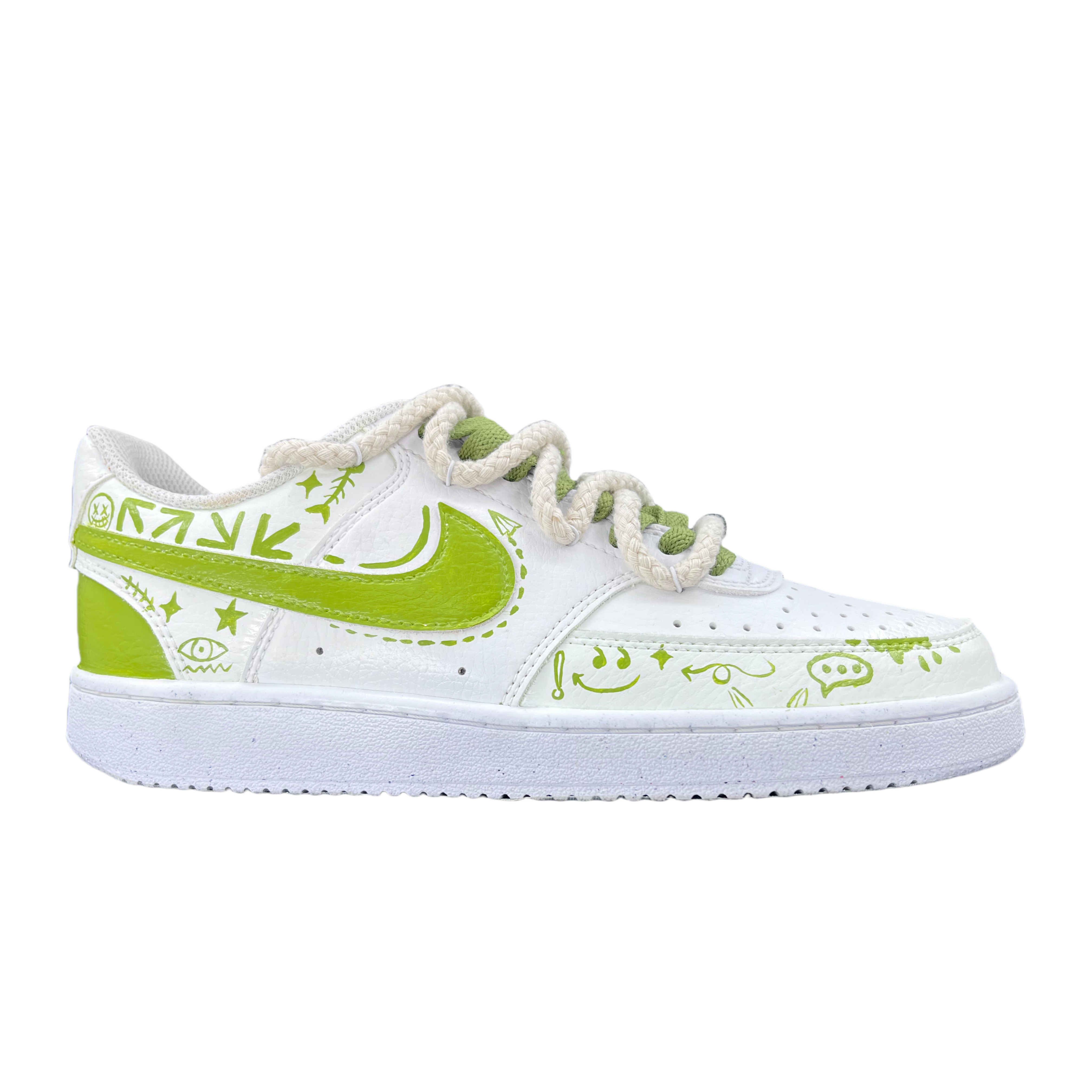 Nike Court Vision 1 Anti-Slip Wear-Resistant Low-Top Skateboard Shoes Women's White Green купить в интернет-магазине Yoocart с быстрой доставкой по России.