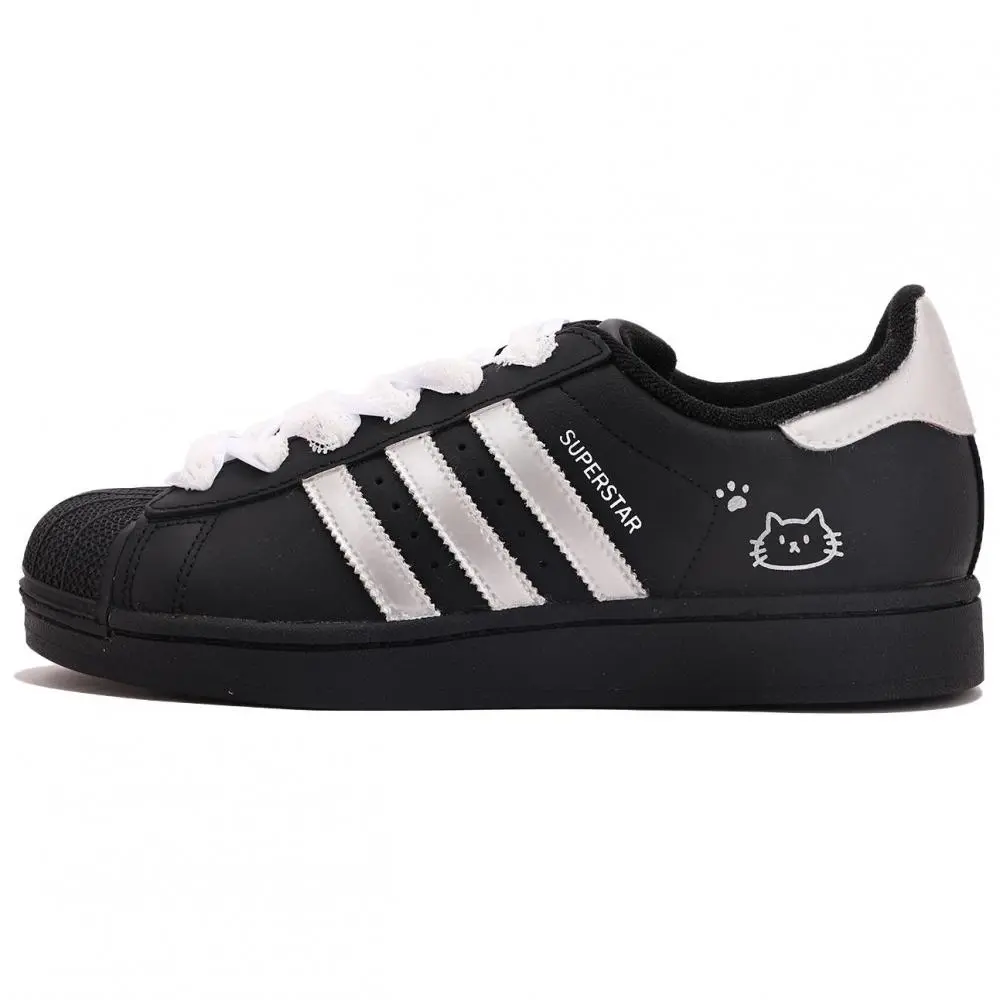Adidas Originals Superstar 2 Coverage Abrasion Resistant Low top Skateboard Shoes Unisex Black Silver