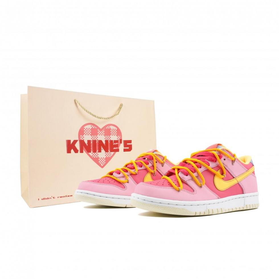 Nike Dunk Low Nine Systems Low Top Skateboard Shoes GS Yellow Pink