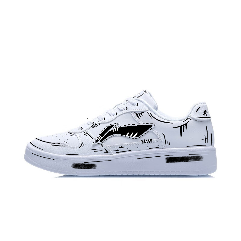 LiNing Pontoon Boats Abrasion Resistant Lightweight Slip Resistant Low Top Skateboard Shoes Unisex White Black