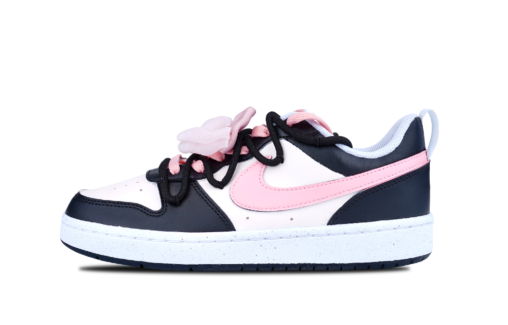 Nike Court Borough Low Top Skateboard Shoes GS Black Pink