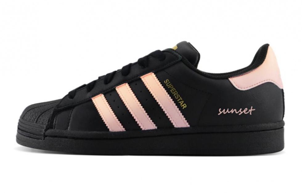 Adidas Originals SUPERSTAR Anti-Slip And Wear-Resistant Lightweight Low-Top Skateboard Shoes Unisex Black Orange Pink
