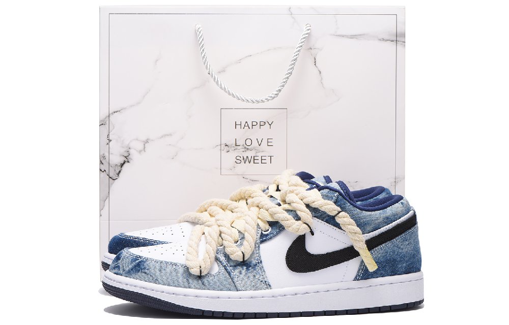 Jordan Air Jordan 1 Chestnut Slip Resistant Coverage Low Top Vintage Basketball Shoes Men's Blue