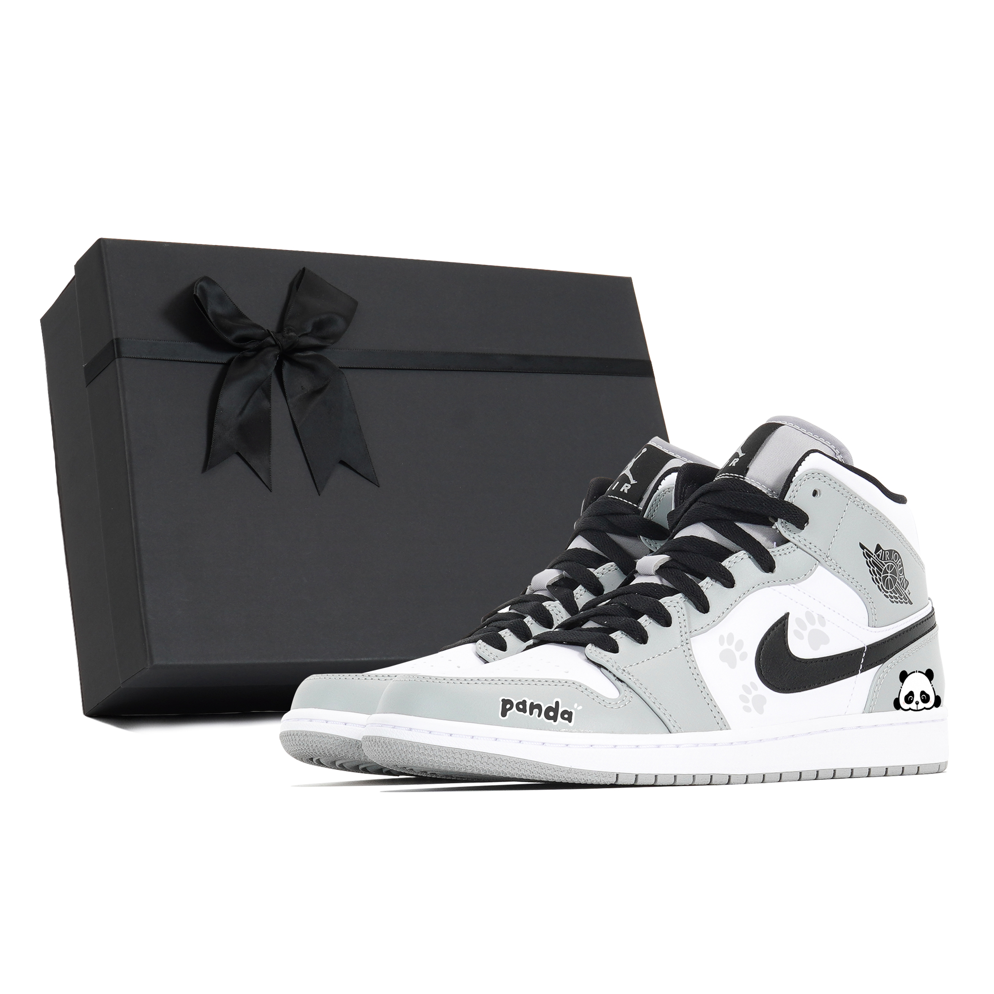 Jordan Air Jordan 1 Cushioning Anti-Slip And Wear-Resistant Mid-Top Vintage Basketball Shoes Men's White Gray