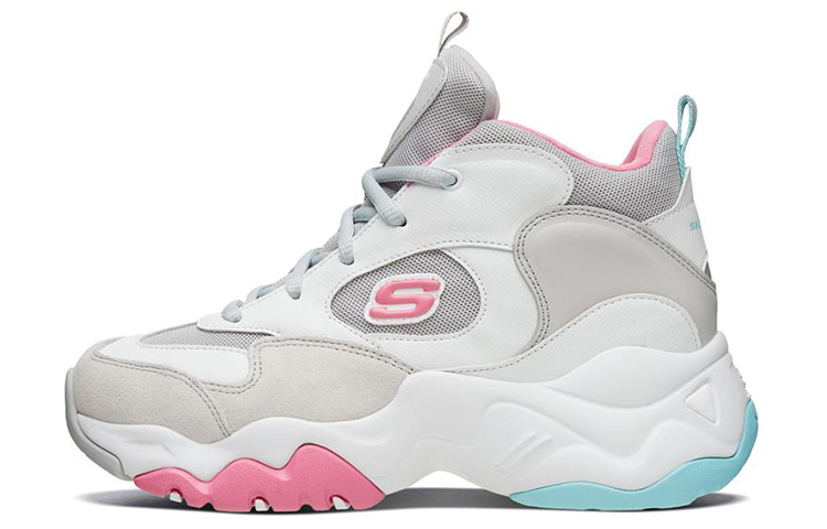 Skechers D'LITES 3.0 Wear-Resistant Mid-Top Casual Shoes Women's Gray Blue Pink