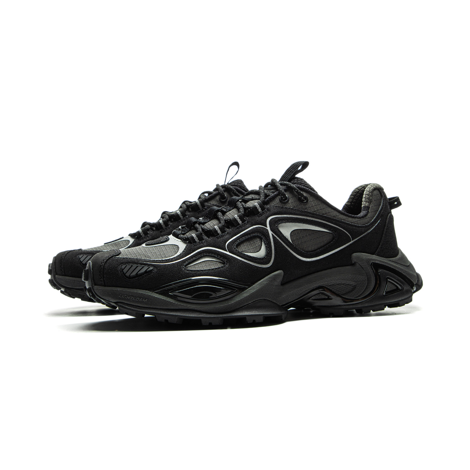 LiNing Rebound Slip-Resistant Mid-Top Casual Shoes Unisex Black Gray