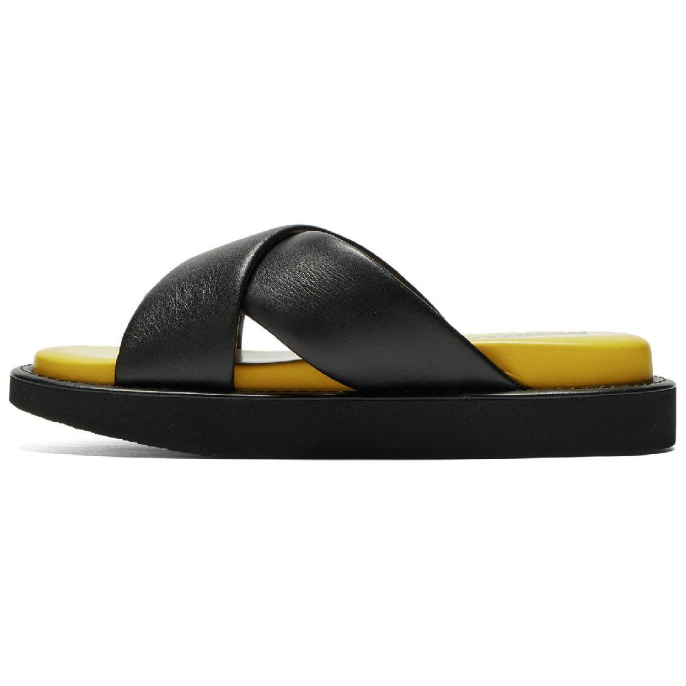 Onitsuka Tiger Slide Slippers Unisex Black Yellow