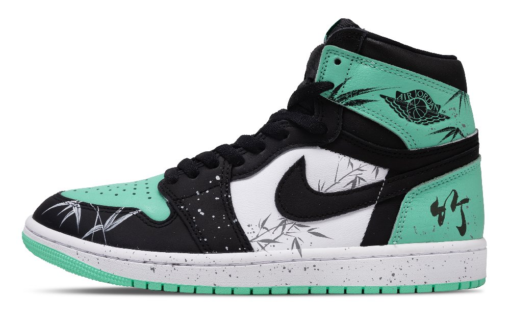 Jordan Air Jordan 1 Wear-Resistant High-Top Vintage Basketball Shoes Unisex Black Green