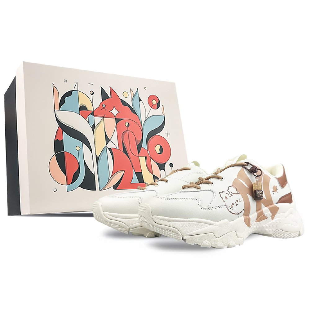 MLB Big Ball Chunky Wear-Resistant Height Increasing Low-Top Chunky Sneakers Unisex White Brown