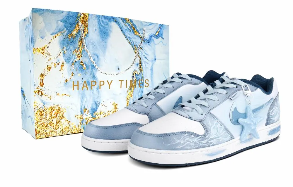 Nike EBERNON Abrasion Resistant Slip Resistant Low top Skateboard Shoes Men's Blue White