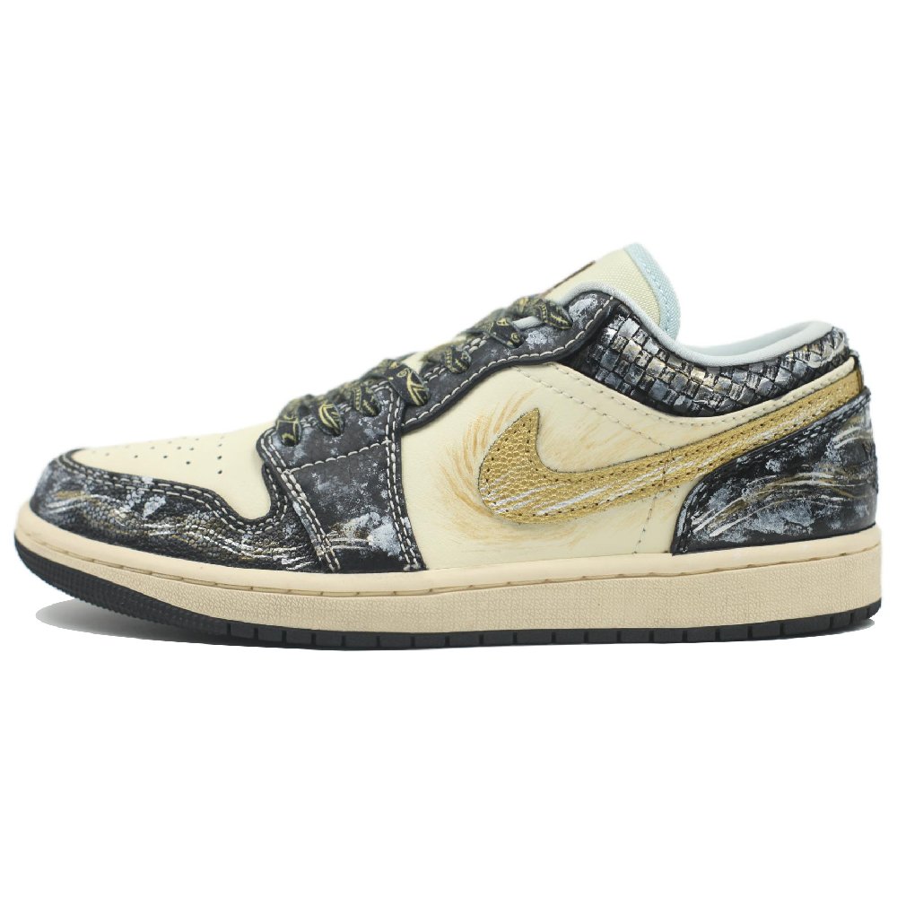 Jordan Air Jordan 1 Sun God Low Top Vintage Basketball Shoes Men's Black Gold