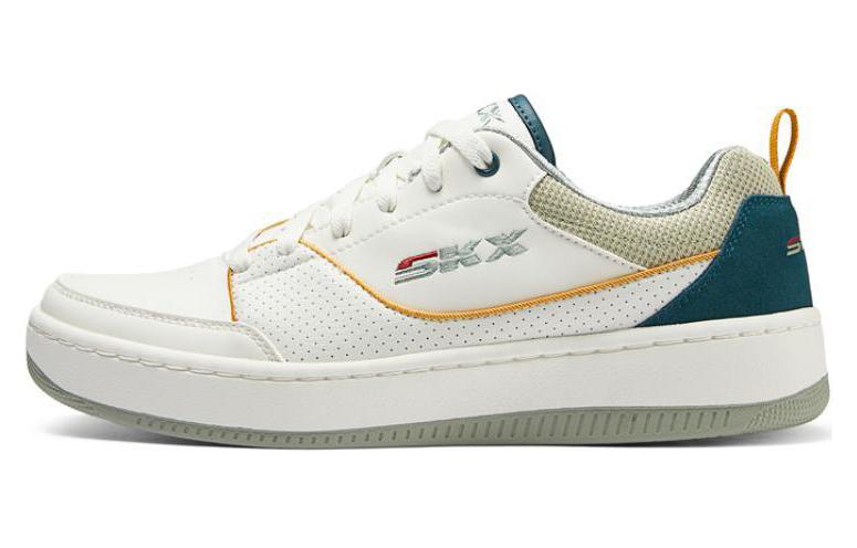 Skechers Low Top Skateboard Shoes Men's White Green Cyan