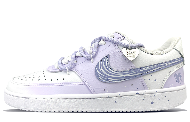 Nike Court Vision Anti-Slip And Wear-Resistant Lightweight Low-Top Skateboard Shoes Women's White Purple