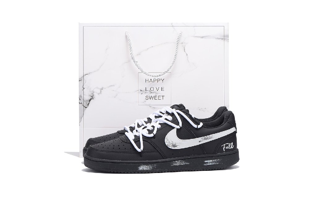 Nike Court Vision Low Anti-Slip Wear-Resistant Low-Top Skateboard Shoes Unisex Black Gray