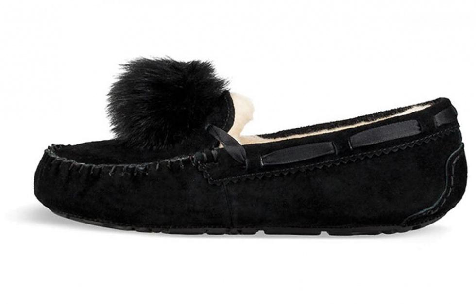 UGG Ansley Bow Glimmer Fleece Lined Shoe Black Women's