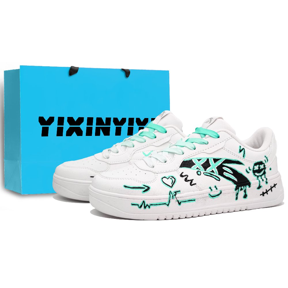Anta Slip-Resistant Cushioning Wear-Resistant Low-Top Skateboard Shoes Unisex White Green Black