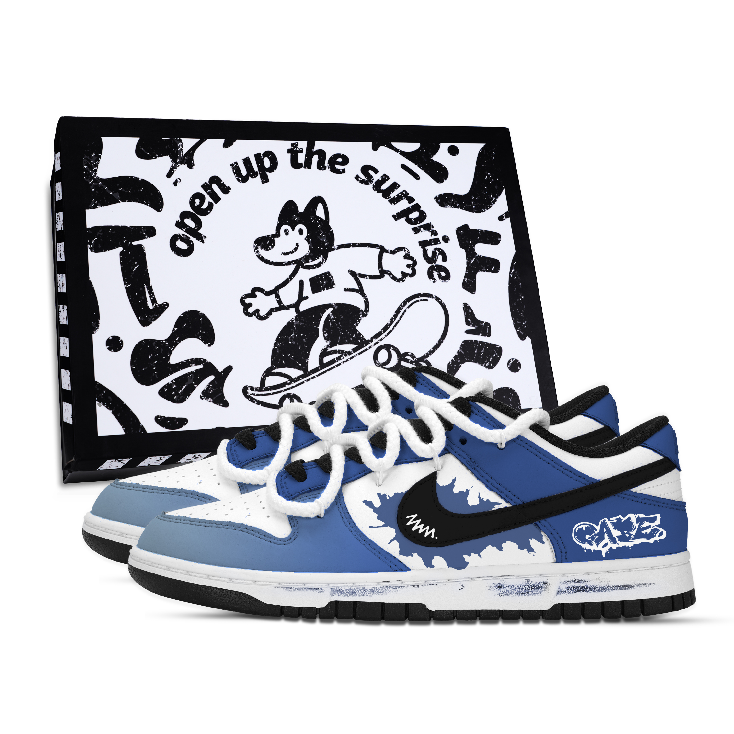 Nike Dunk Blue Music Chapter Abrasion Resistant Low top Skateboard Shoes Unisex Blue White