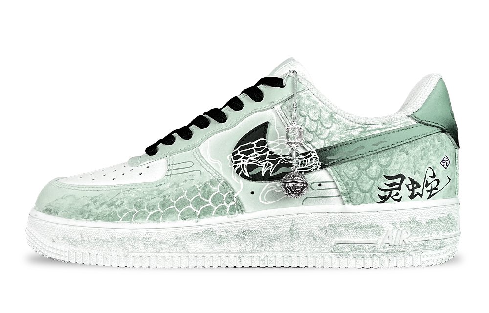 Nike Air Force 1 Enchanted Realm Serpent Green Anti Slip Wear Resistant Low Top Skateboard Shoes Men's White Green