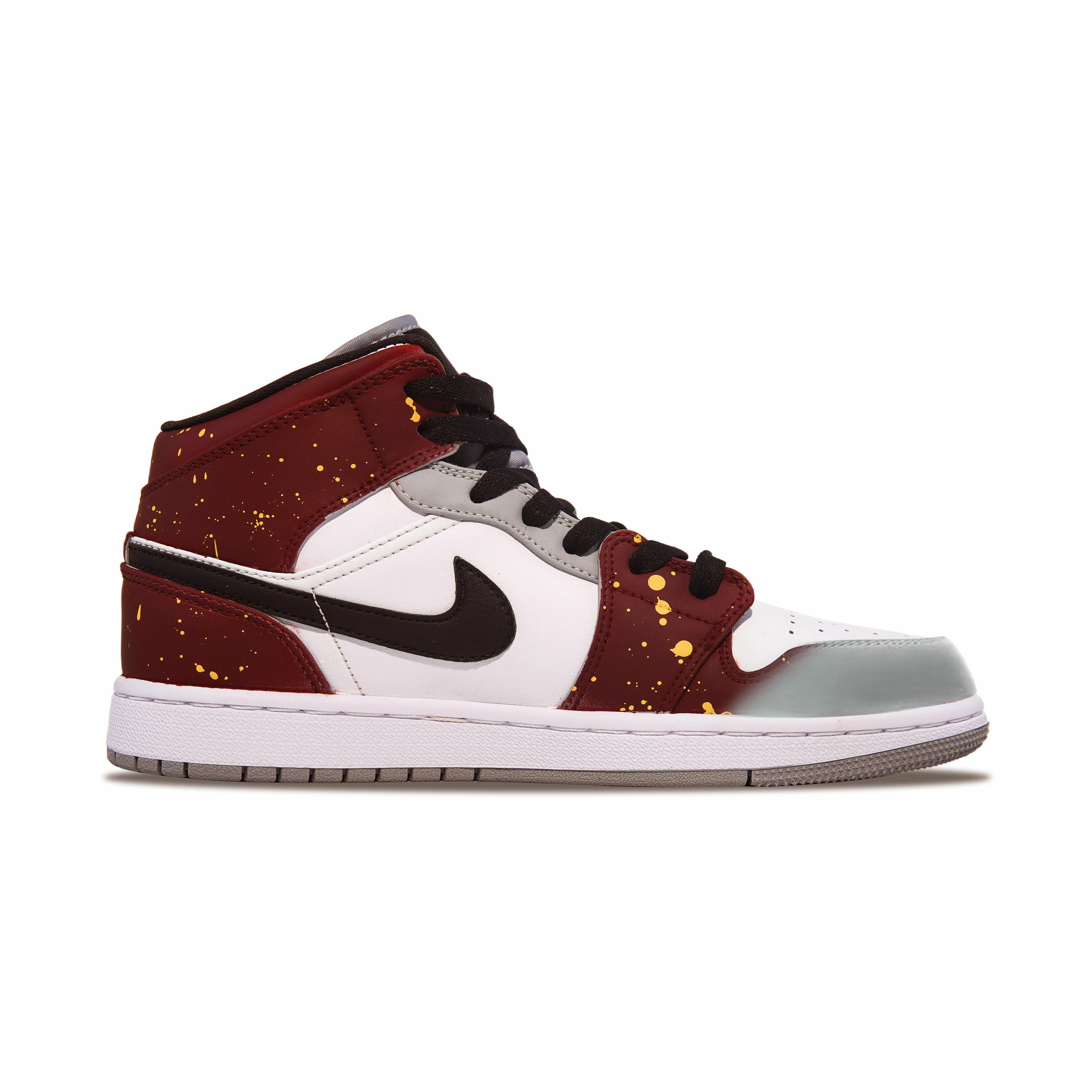 Jordan Air Jordan 1 Slip-Resistant Mid-Top Vintage Basketball Shoes Men's Burgundy купить в интернет-магазине Yoocart с быстрой доставкой по России.
