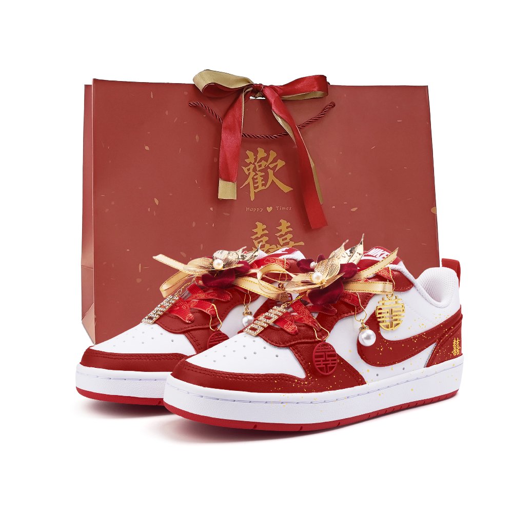 Nike Court Borough 2 Cushioning, Wear Resistant Low Top Skateboard Shoes Unisex Red